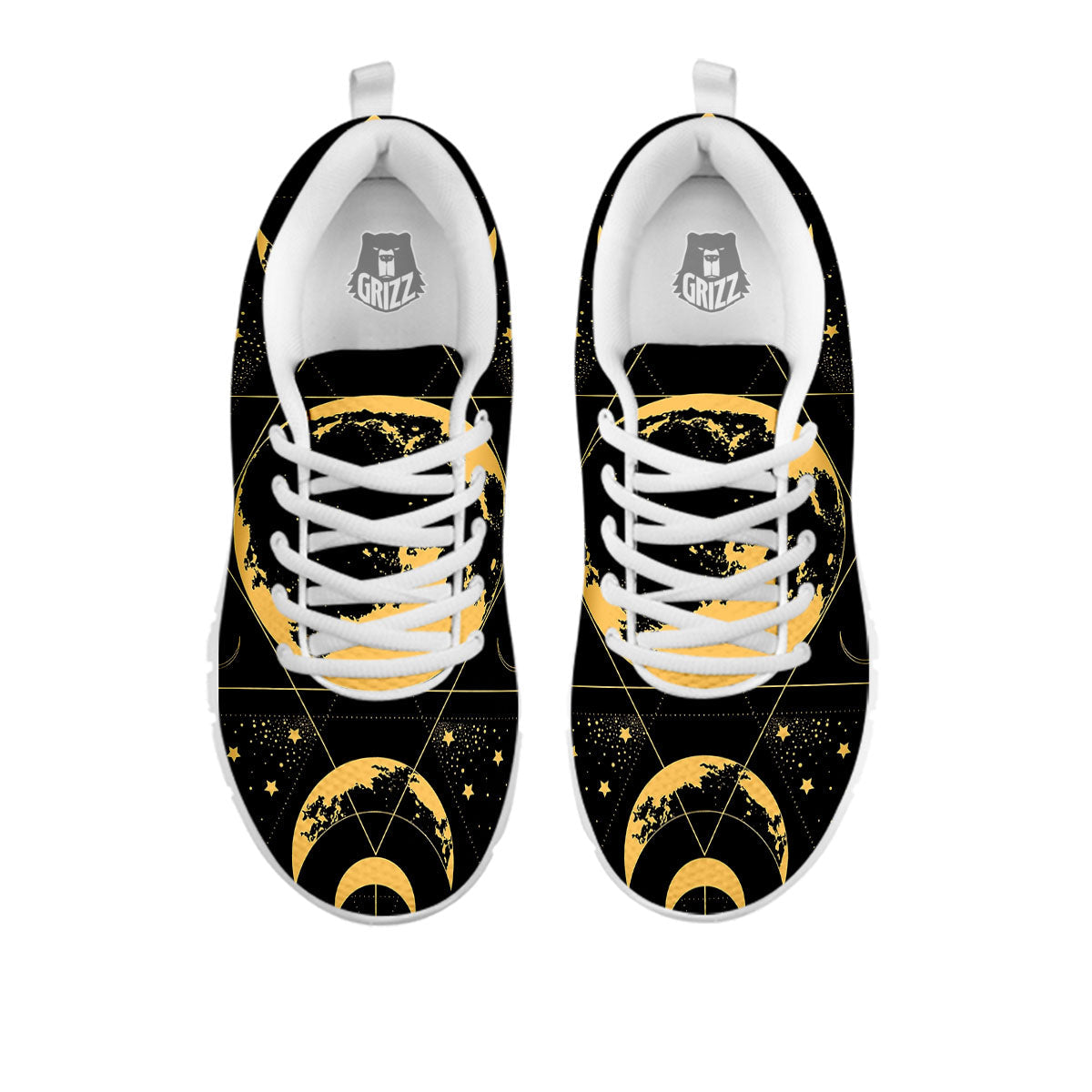 Phase Geometric Moon Print White Sneaker-grizzshop