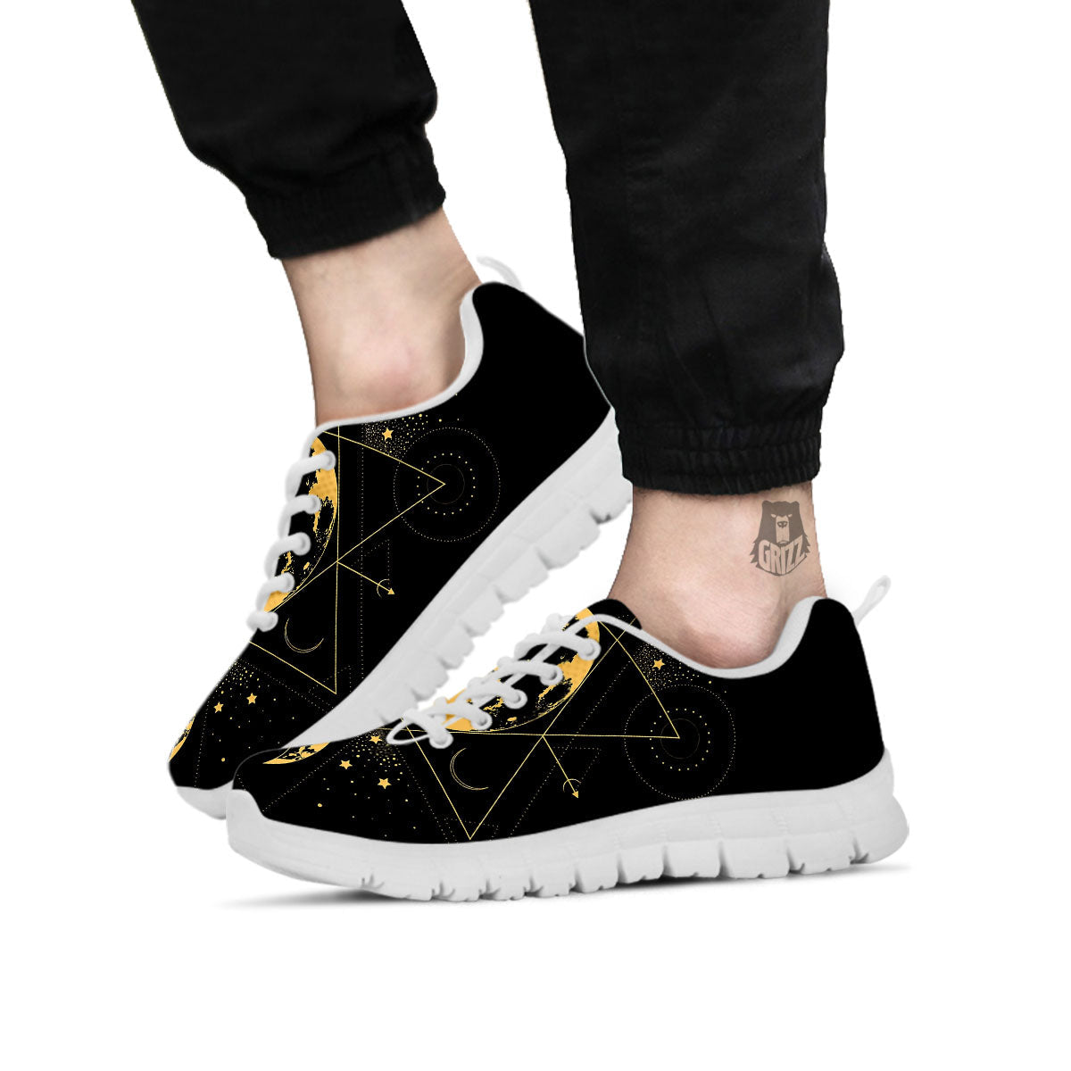 Phase Geometric Moon Print White Sneaker-grizzshop