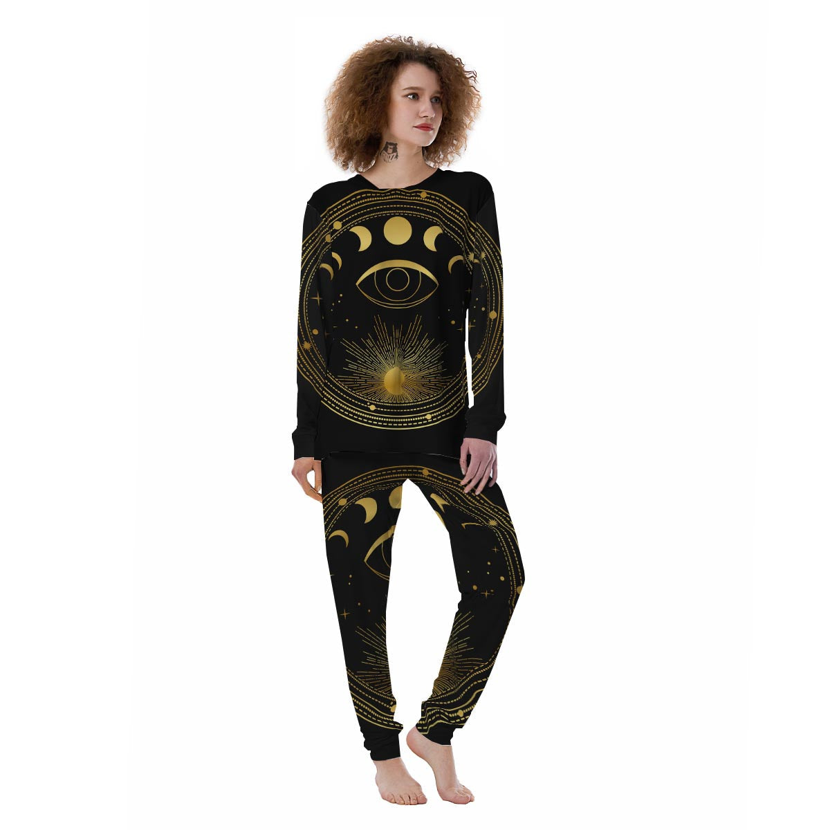 Phase Moon And Sun Print Women's Pajamas-grizzshop