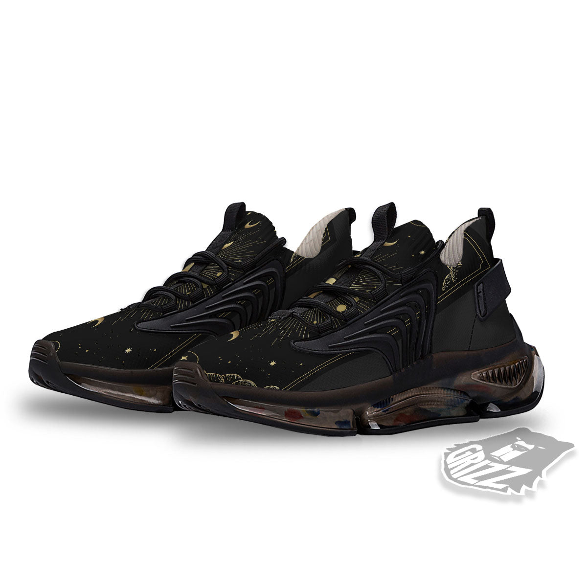 Phases And Eclipse Print Black Gym Shoes-grizzshop