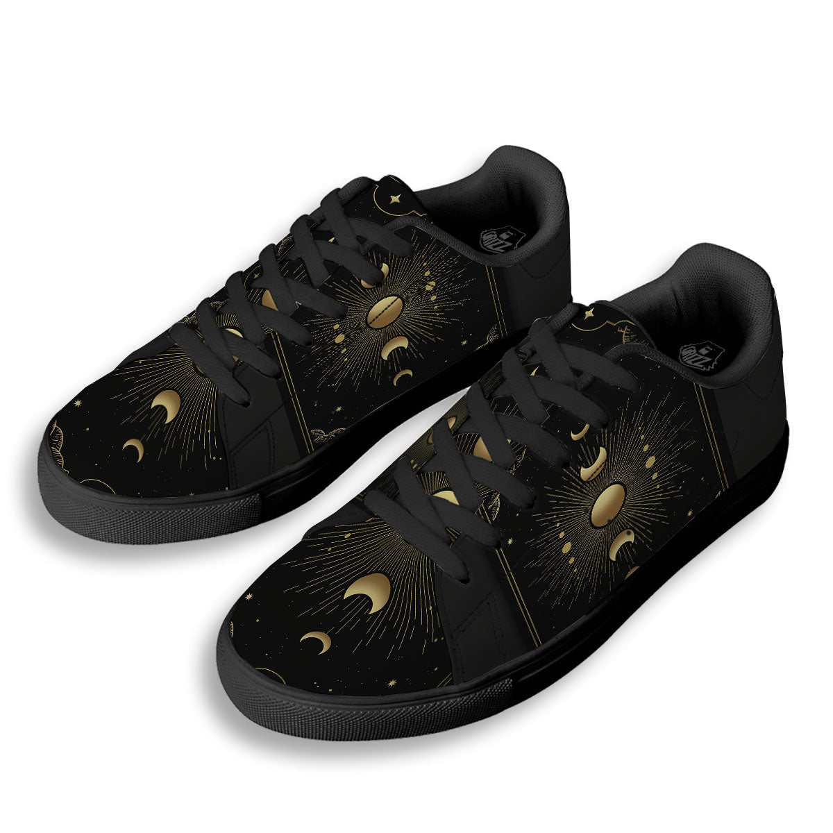 Phases And Eclipse Print Black Low Top Sneakers-grizzshop