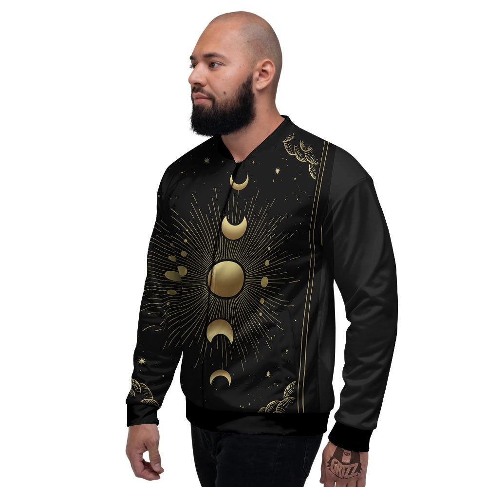 Phases And Eclipse Print Men's Bomber Jacket-grizzshop