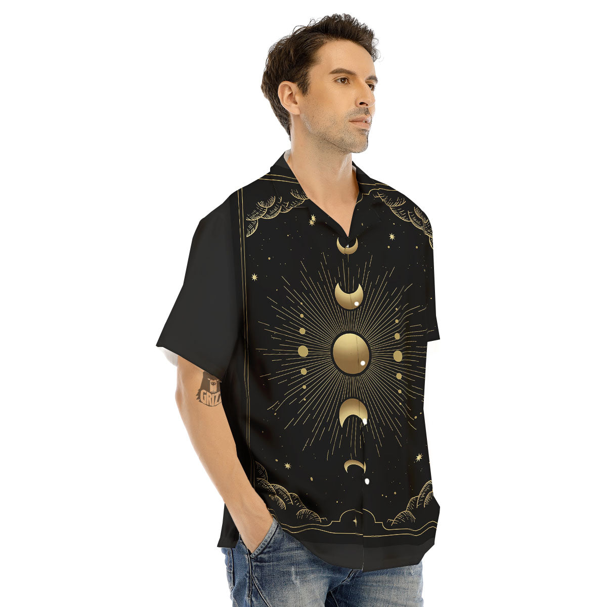 Phases And Eclipse Print Men's Hawaiian Shirt-grizzshop