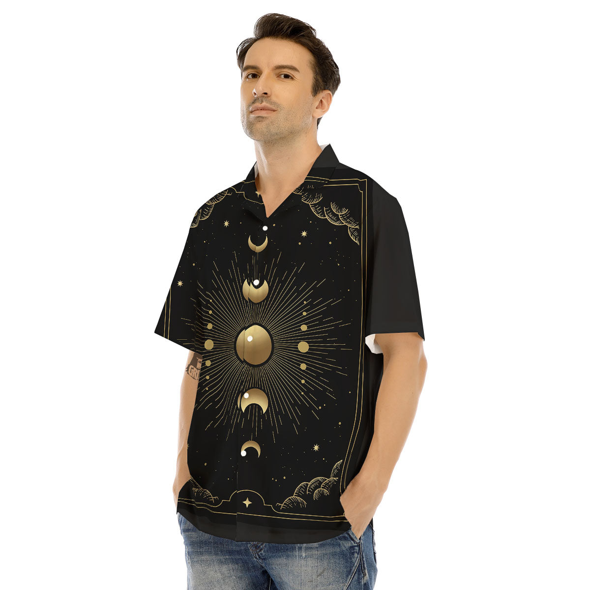 Phases And Eclipse Print Men's Hawaiian Shirt-grizzshop