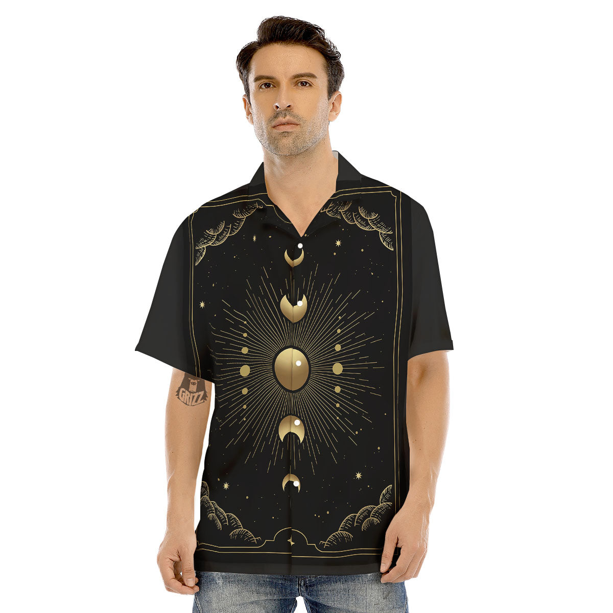 Phases And Eclipse Print Men's Hawaiian Shirt-grizzshop