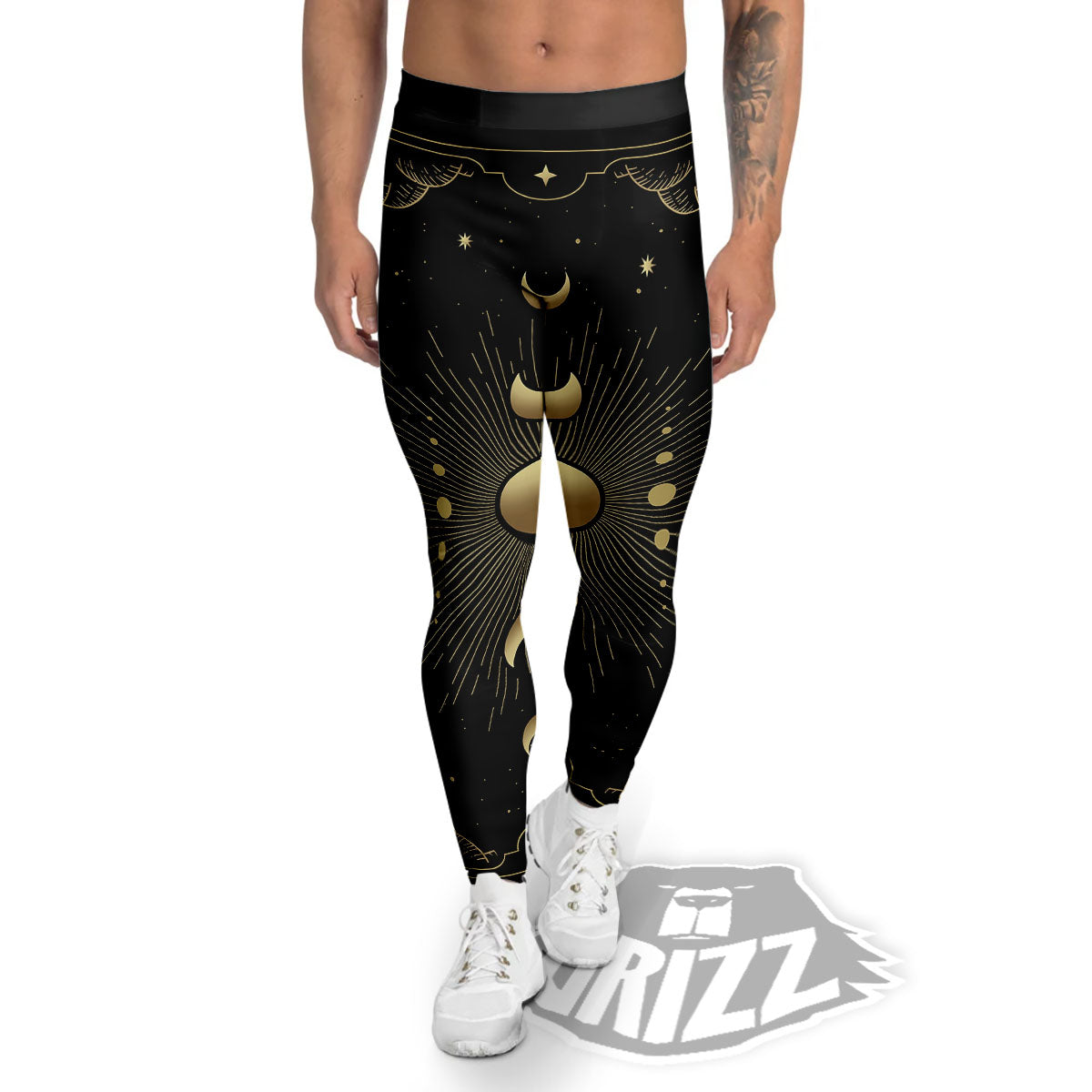 Phases And Eclipse Print Men's Leggings-grizzshop