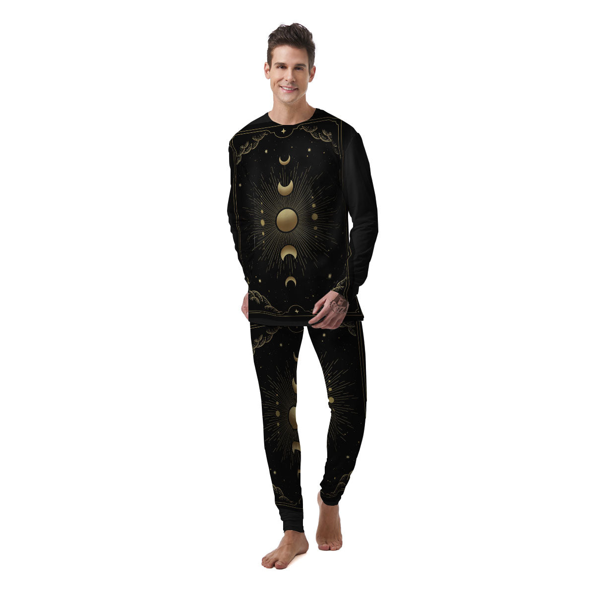 Phases And Eclipse Print Men's Pajamas-grizzshop