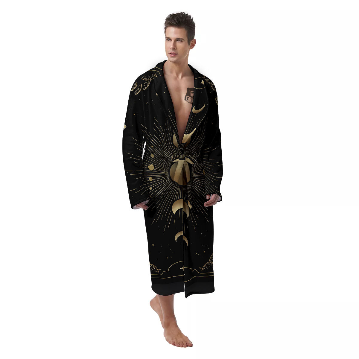 Phases And Eclipse Print Men's Robe-grizzshop