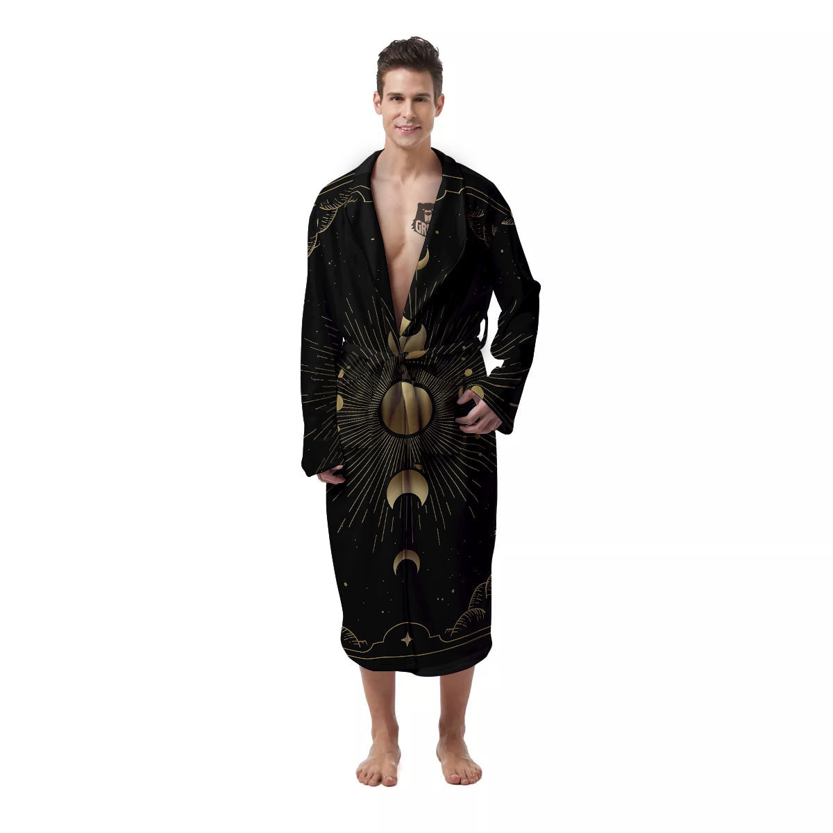Phases And Eclipse Print Men's Robe-grizzshop