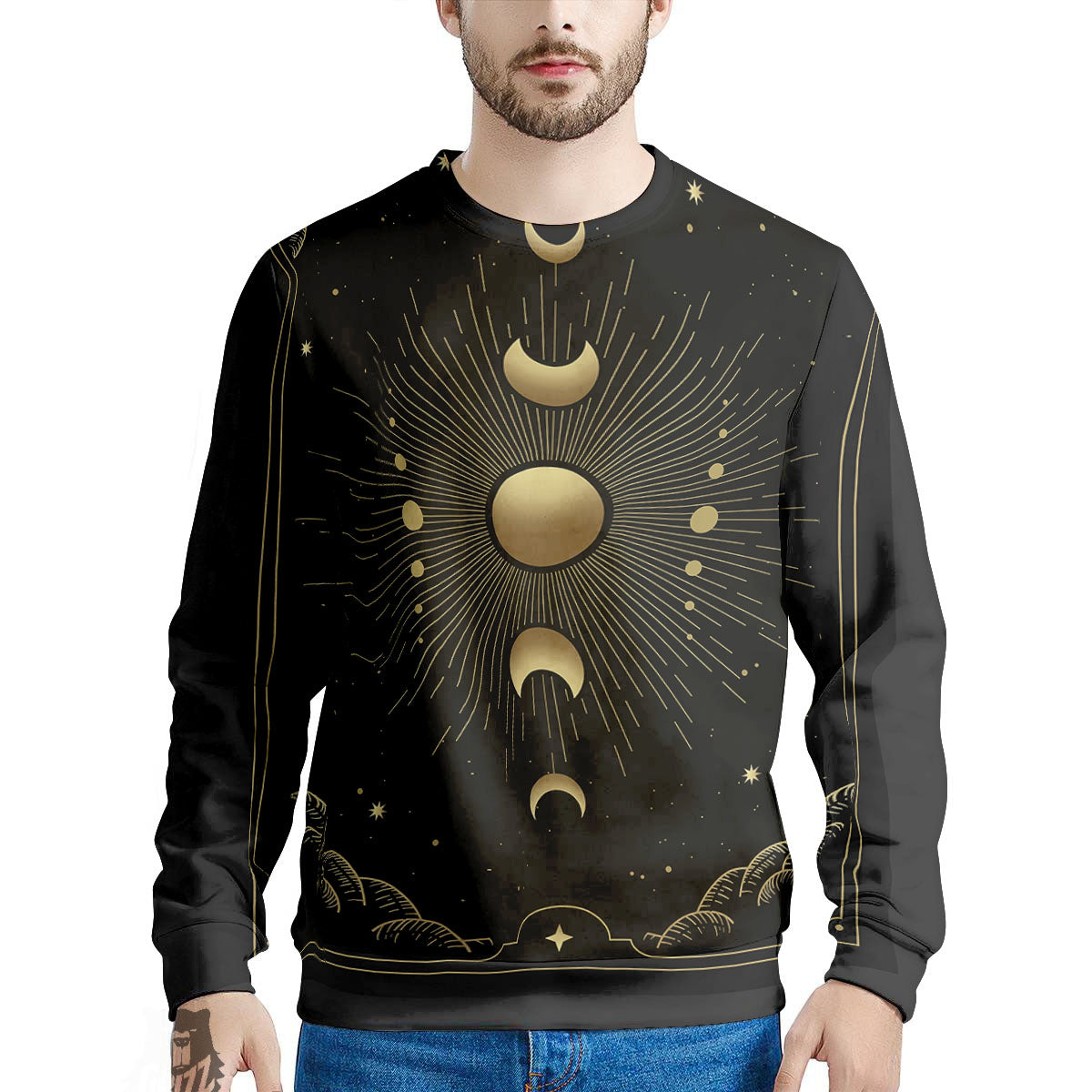 Phases And Eclipse Print Men's Sweatshirt-grizzshop