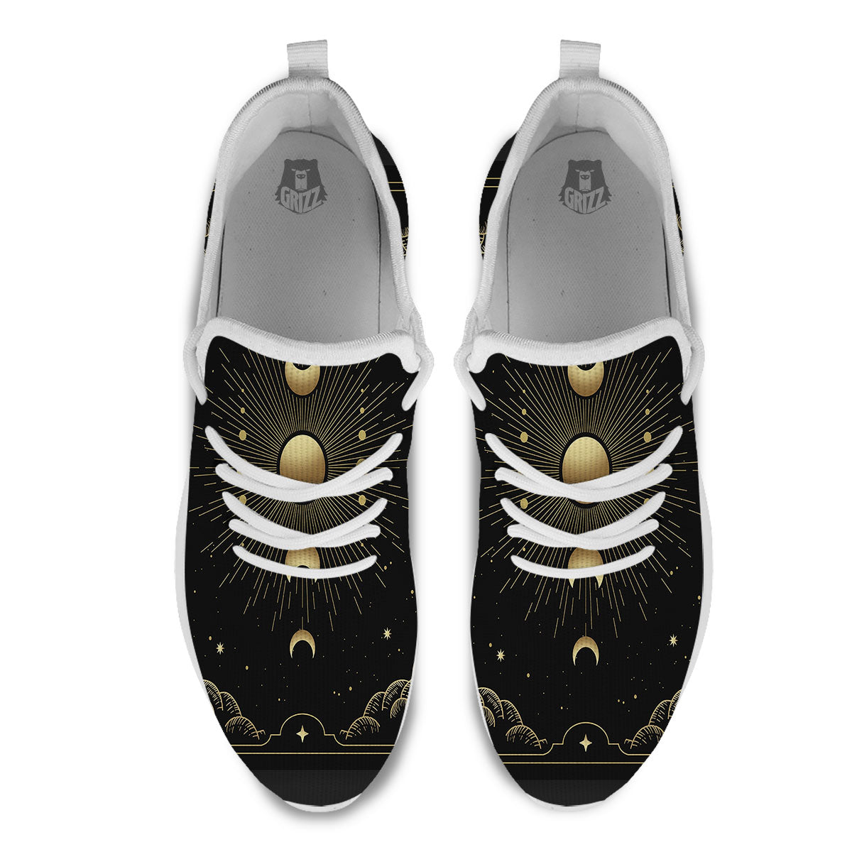 Phases And Eclipse Print White Athletic Shoes-grizzshop