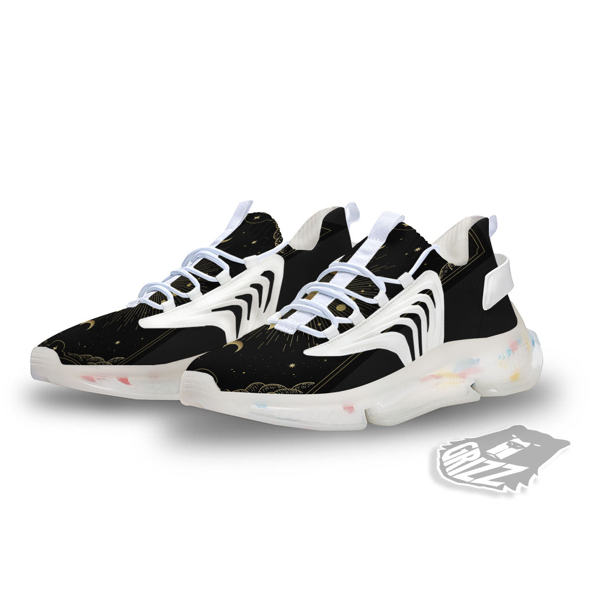 Phases And Eclipse Print White Gym Shoes-grizzshop