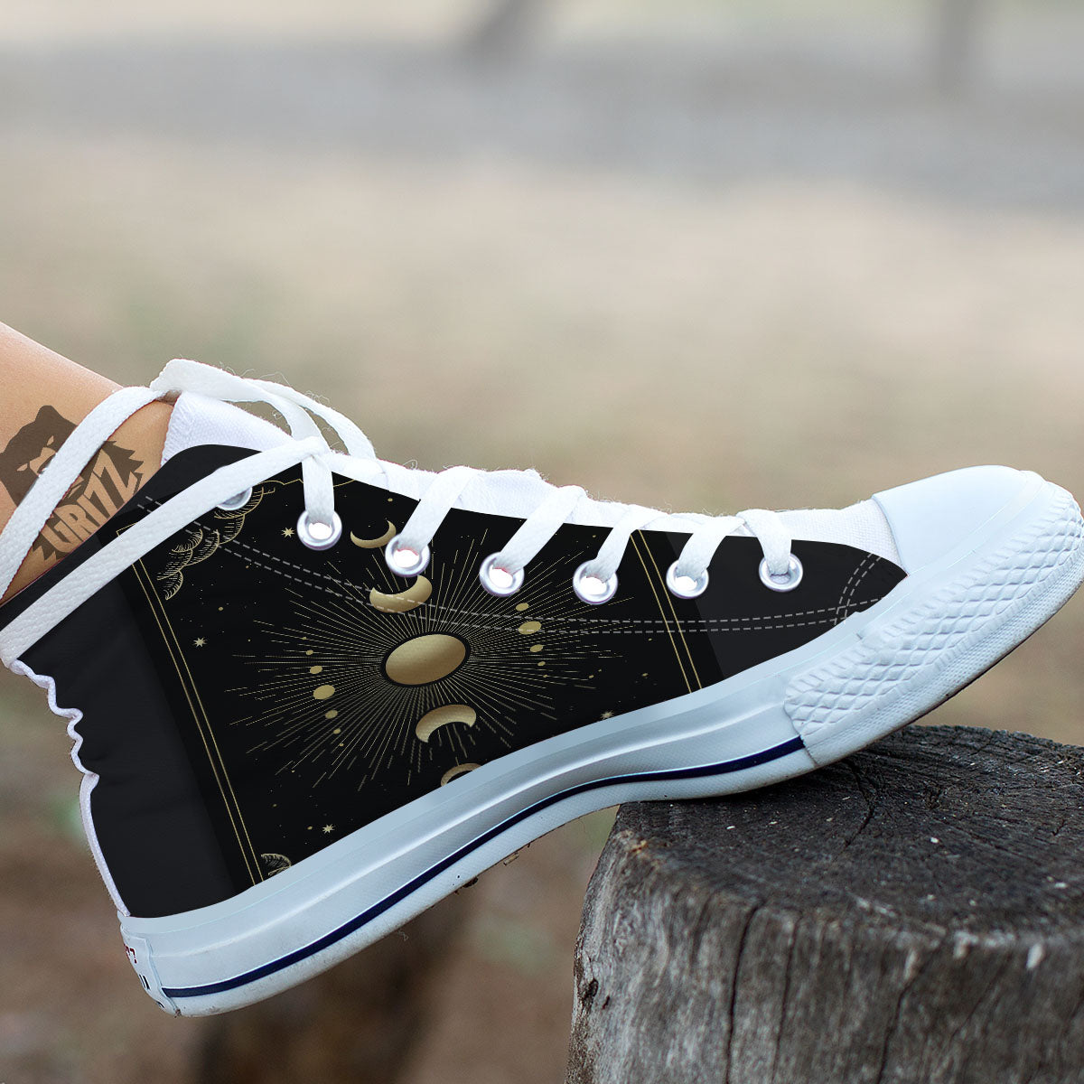Phases And Eclipse Print White High Top Shoes-grizzshop