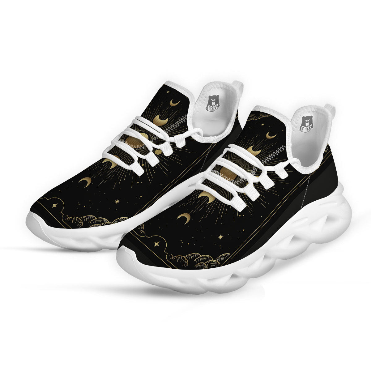 Phases And Eclipse Print White Running Shoes-grizzshop
