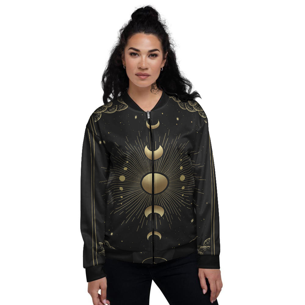 Phases And Eclipse Print Women's Bomber Jacket-grizzshop