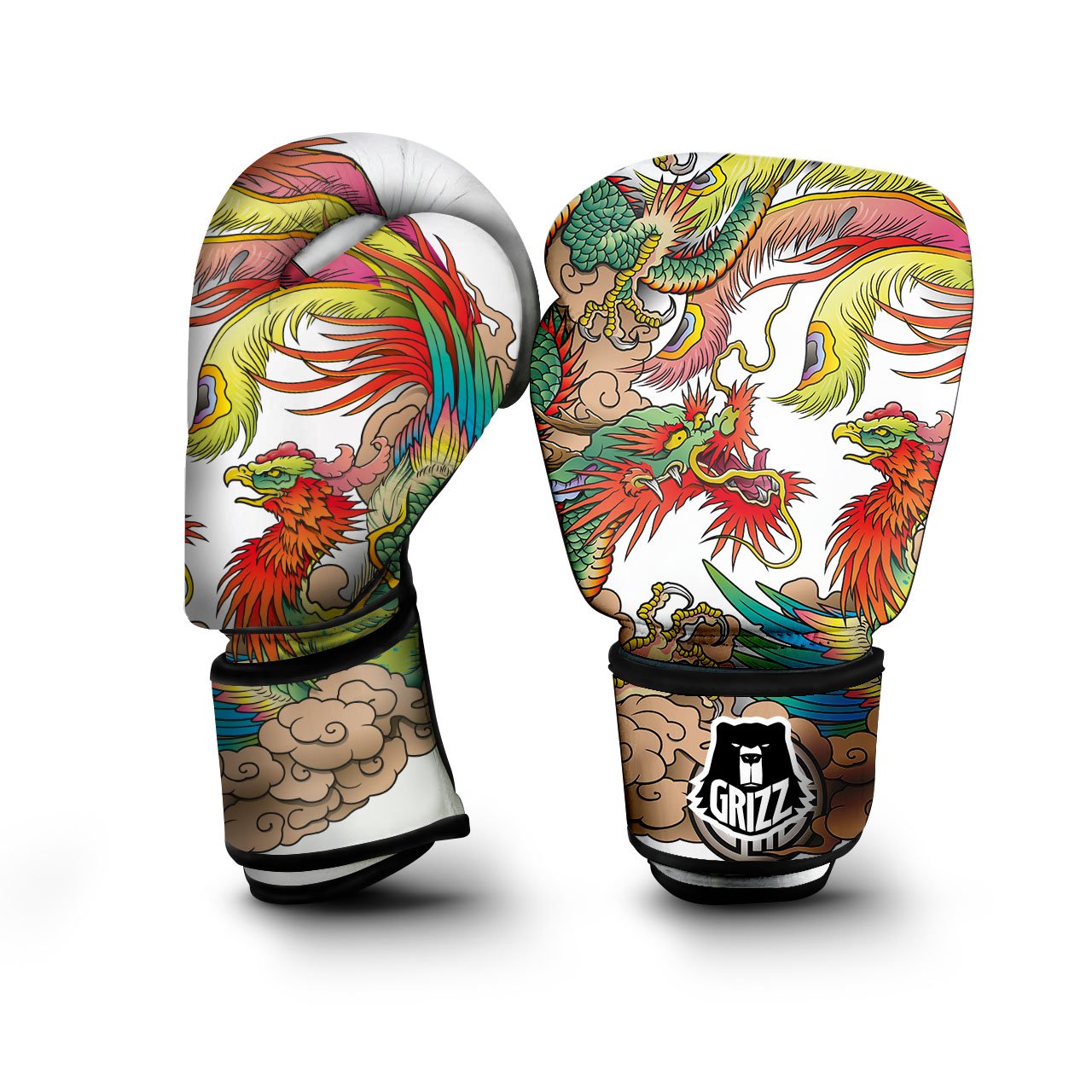Phoenix And Dragon Japanese Tattoo Print Boxing Gloves – Grizzshopping