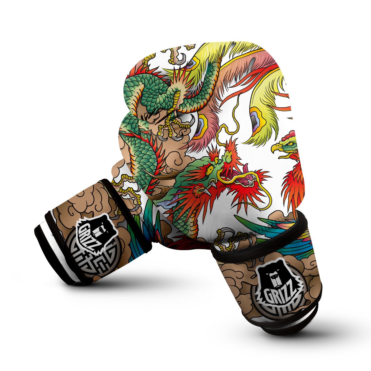 Phoenix And Dragon Japanese Tattoo Print Boxing Gloves-grizzshop