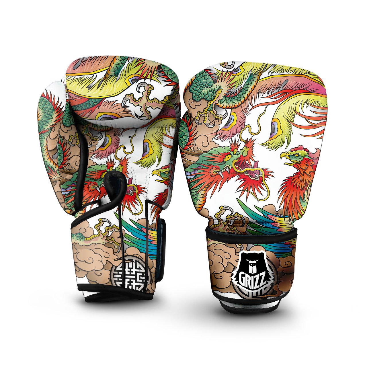 Phoenix And Dragon Japanese Tattoo Print Boxing Gloves-grizzshop