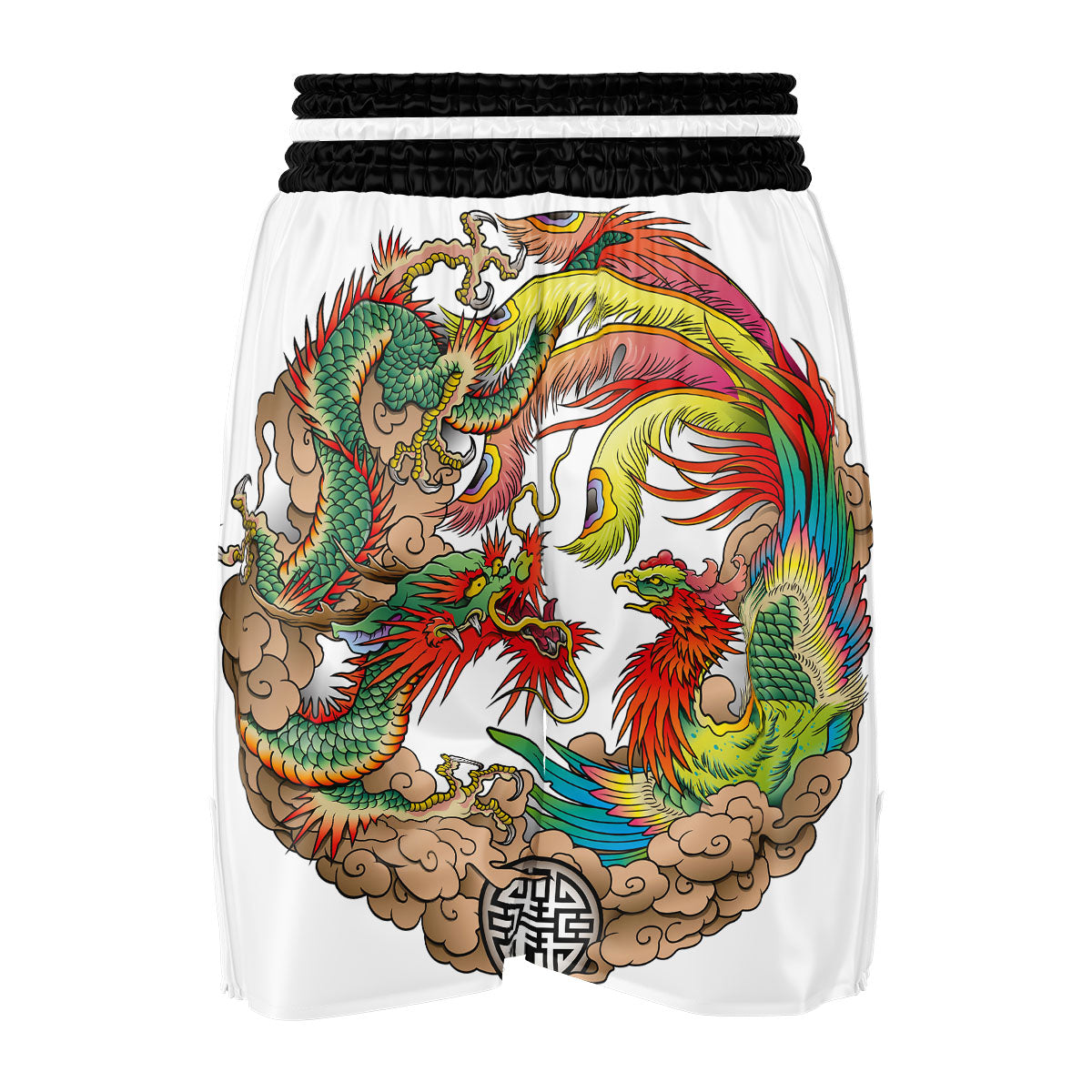 Phoenix And Dragon Japanese Tattoo Print Boxing Shorts-grizzshop