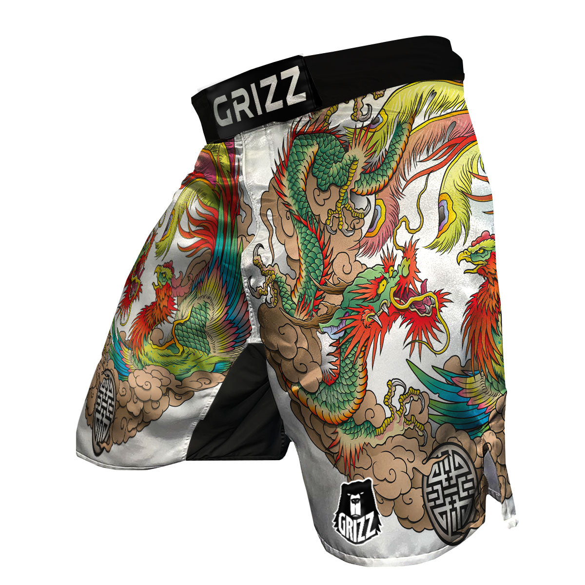 Phoenix And Dragon Japanese Tattoo Print MMA Shorts-grizzshop