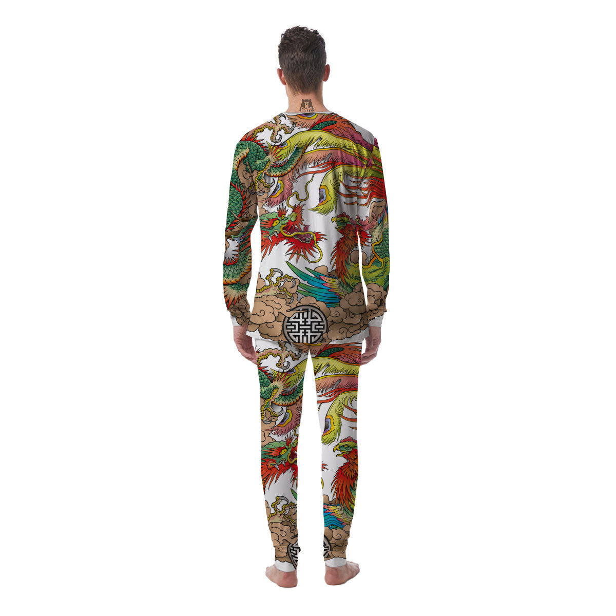 Phoenix And Dragon Japanese Tattoo Print Men's Pajamas-grizzshop