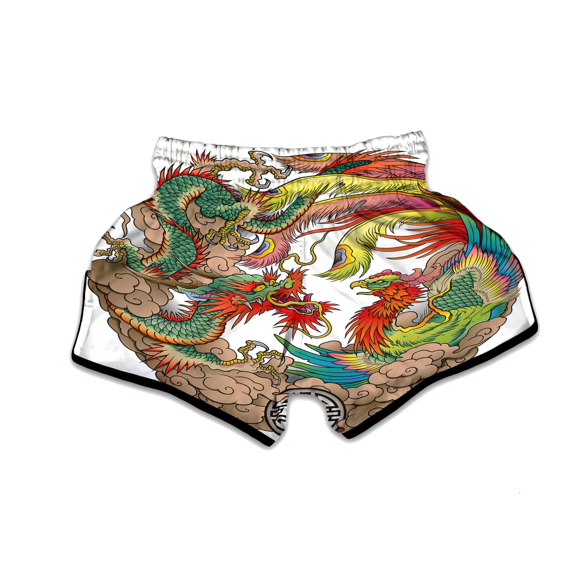 Phoenix And Dragon Japanese Tattoo Print Muay Thai Boxing Shorts-grizzshop