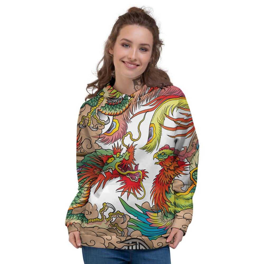 Phoenix And Dragon Japanese Tattoo Print Women's Hoodie-grizzshop