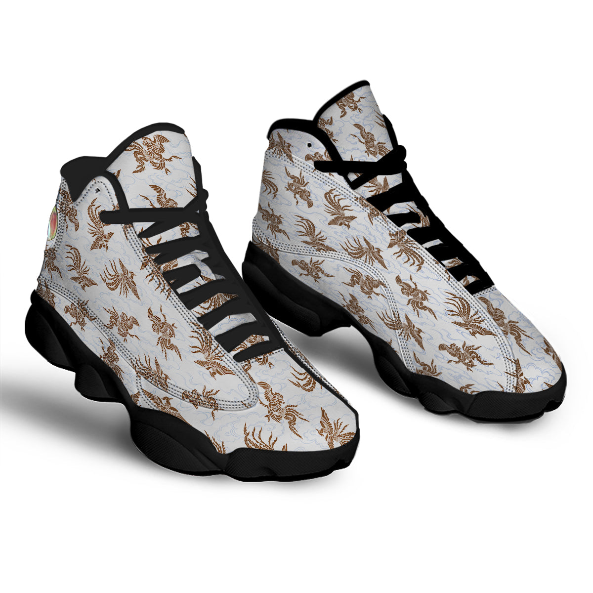 Phoenix Brown Print Pattern Black Basketball Shoes-grizzshop