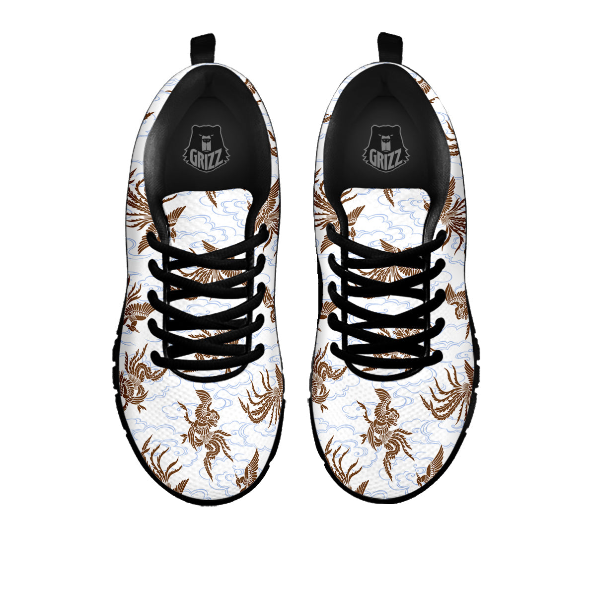 Phoenix Brown Print Pattern Black Sneaker-grizzshop