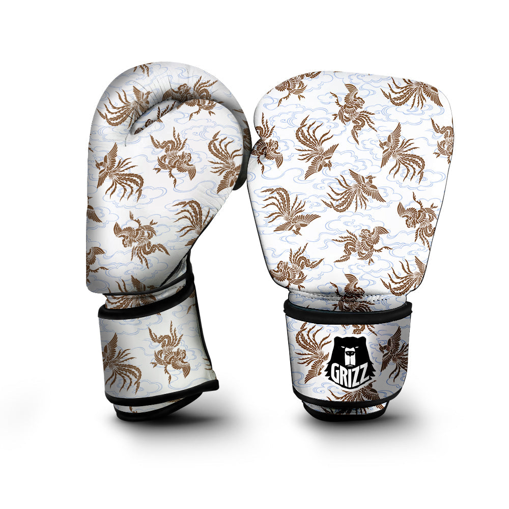 Phoenix Brown Print Pattern Boxing Gloves-grizzshop