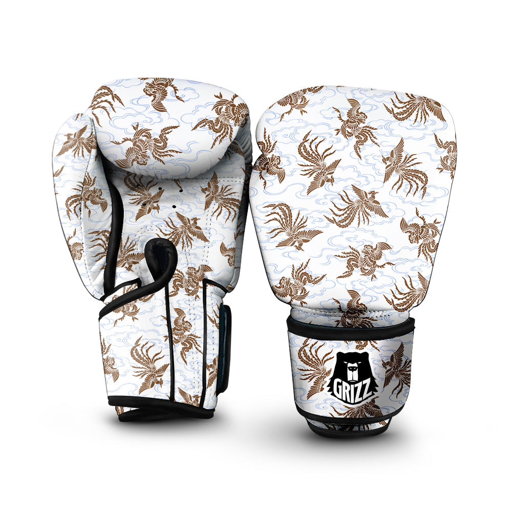 Phoenix Brown Print Pattern Boxing Gloves-grizzshop