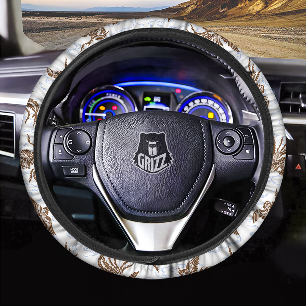 Phoenix Brown Print Pattern Car Steering Wheel Cover-grizzshop
