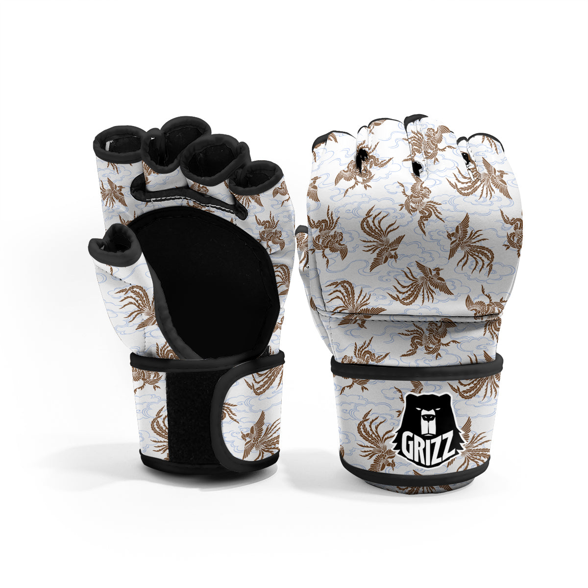 Phoenix Brown Print Pattern MMA Gloves-grizzshop