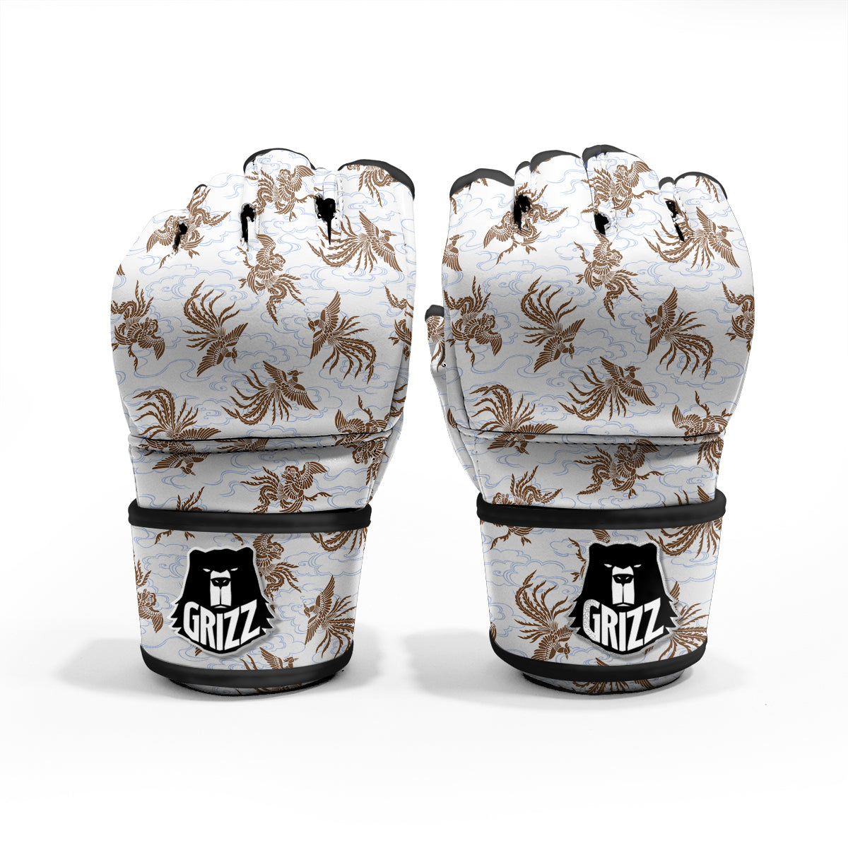 Phoenix Brown Print Pattern MMA Gloves-grizzshop
