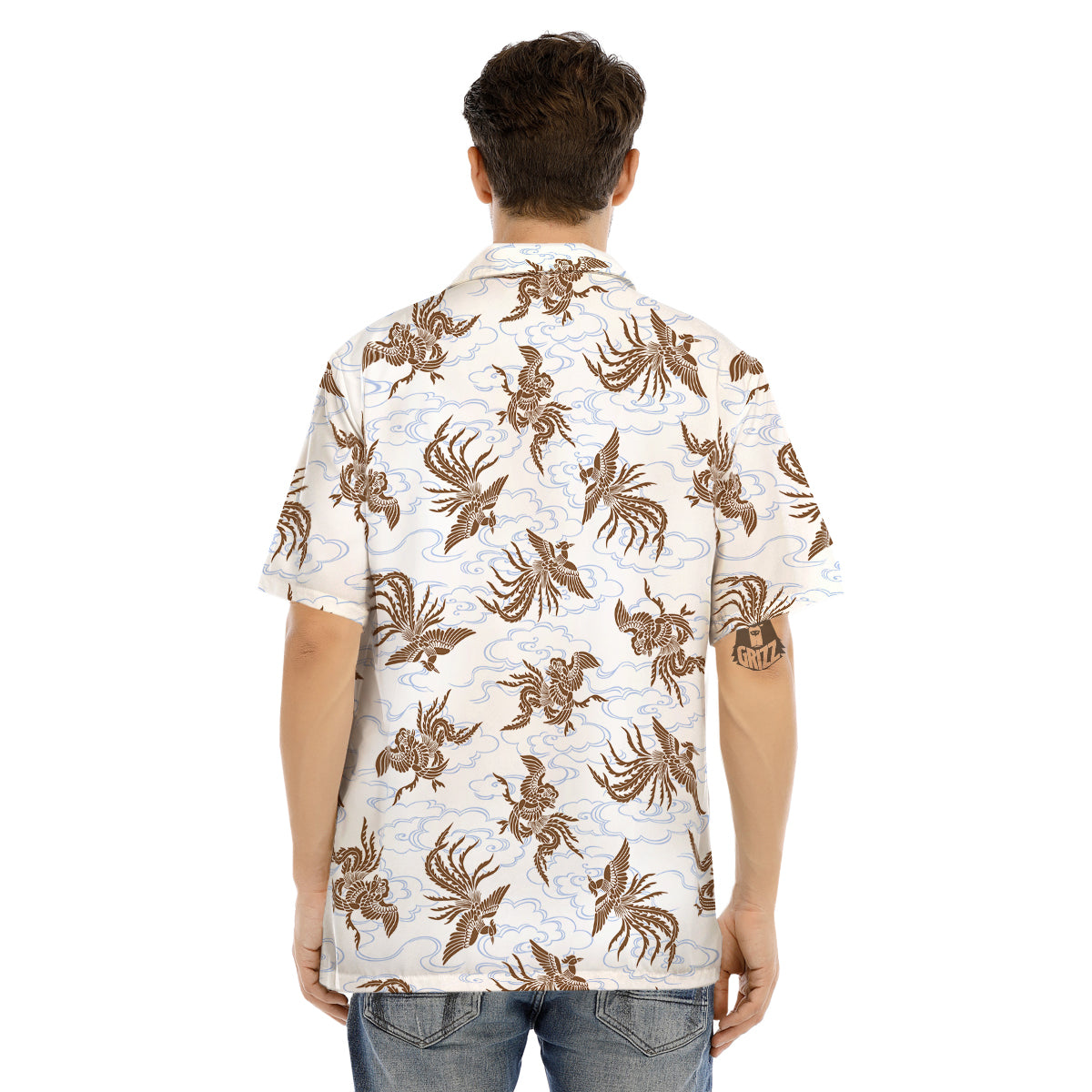 Phoenix Brown Print Pattern Men's Hawaiian Shirt-grizzshop