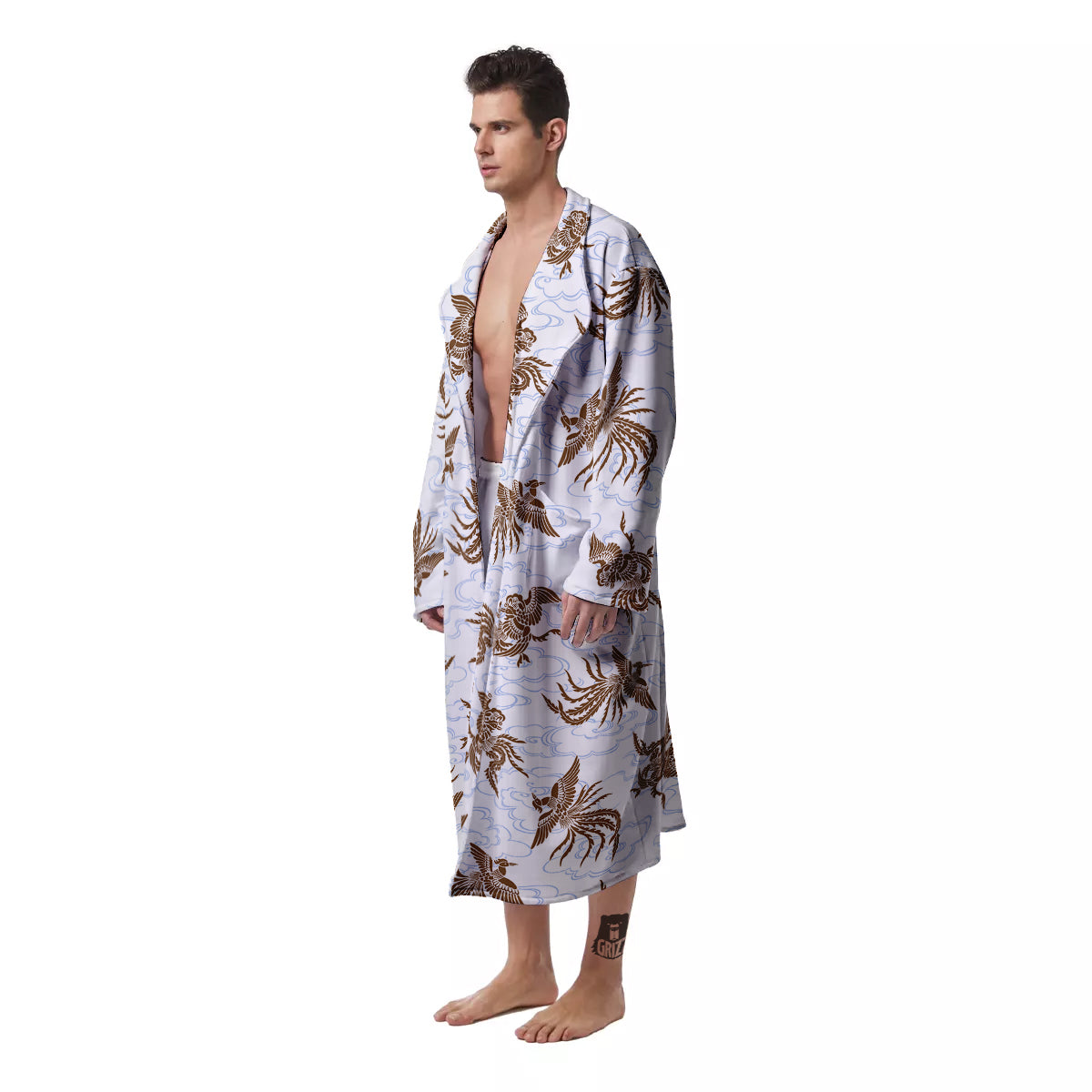 Phoenix Brown Print Pattern Men's Robe-grizzshop