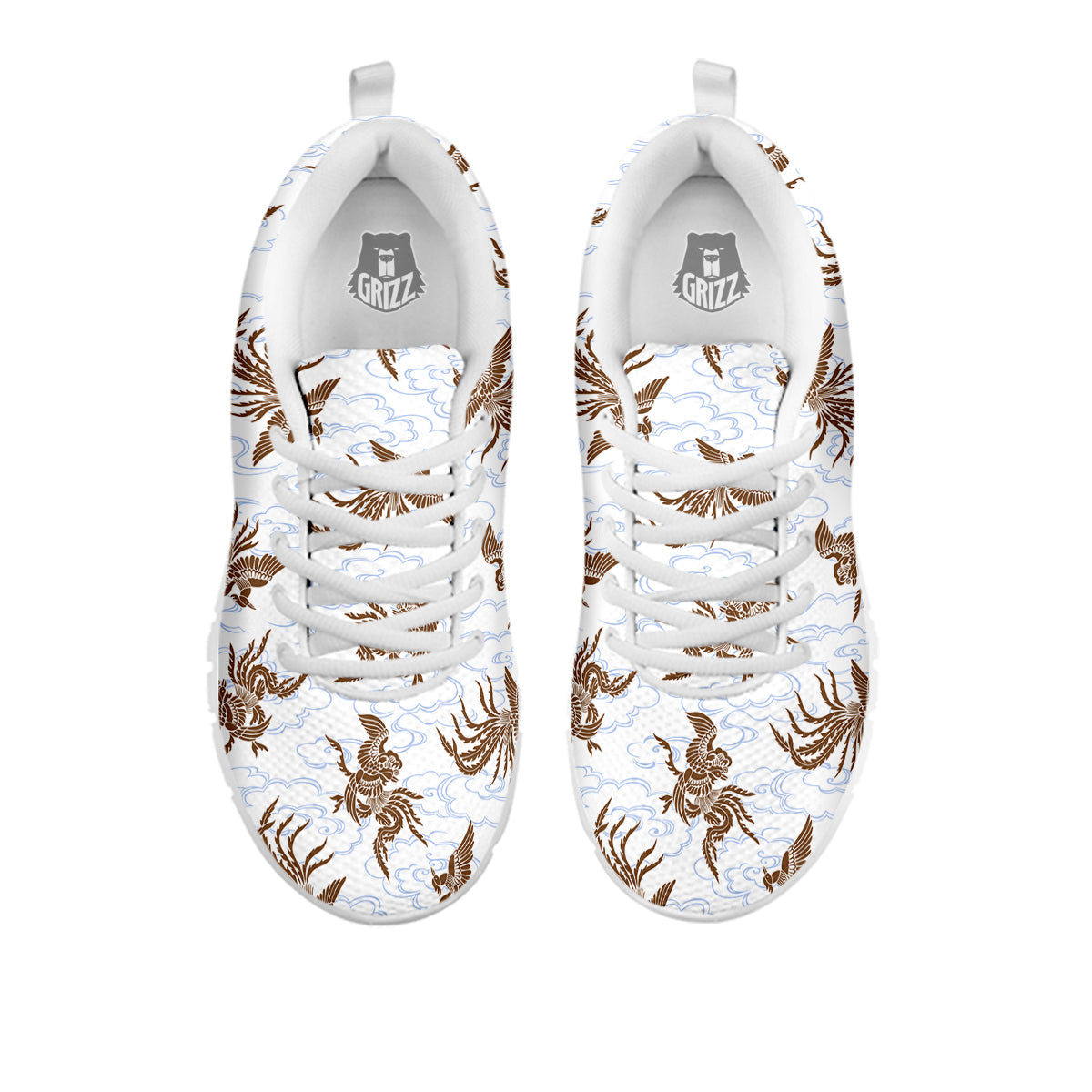 Phoenix Brown Print Pattern White Sneaker-grizzshop