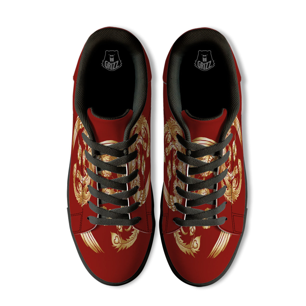 Phoenix Chinese Print Black Low Top Sneakers-grizzshop