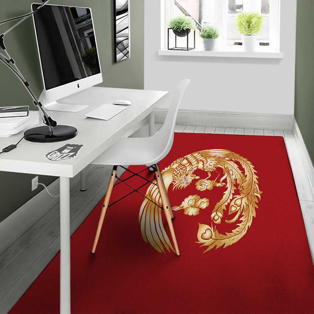 Phoenix Chinese Print Floor Mat-grizzshop