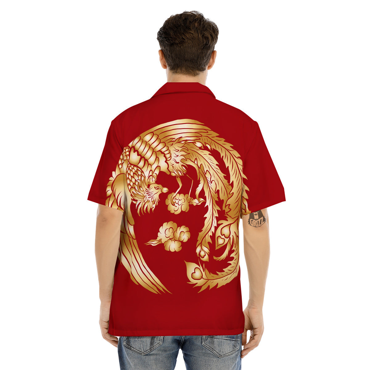 Phoenix Chinese Print Men's Hawaiian Shirt-grizzshop