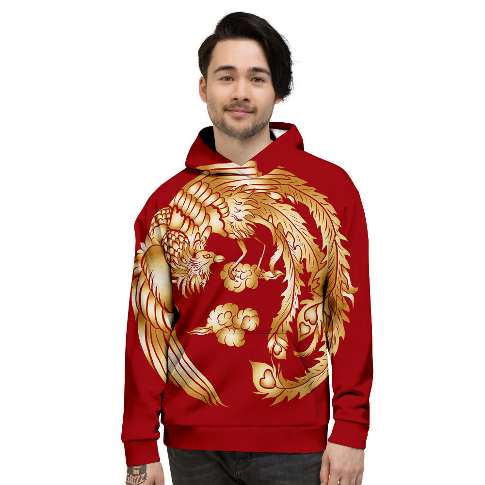 Phoenix Chinese Print Men's Hoodie-grizzshop
