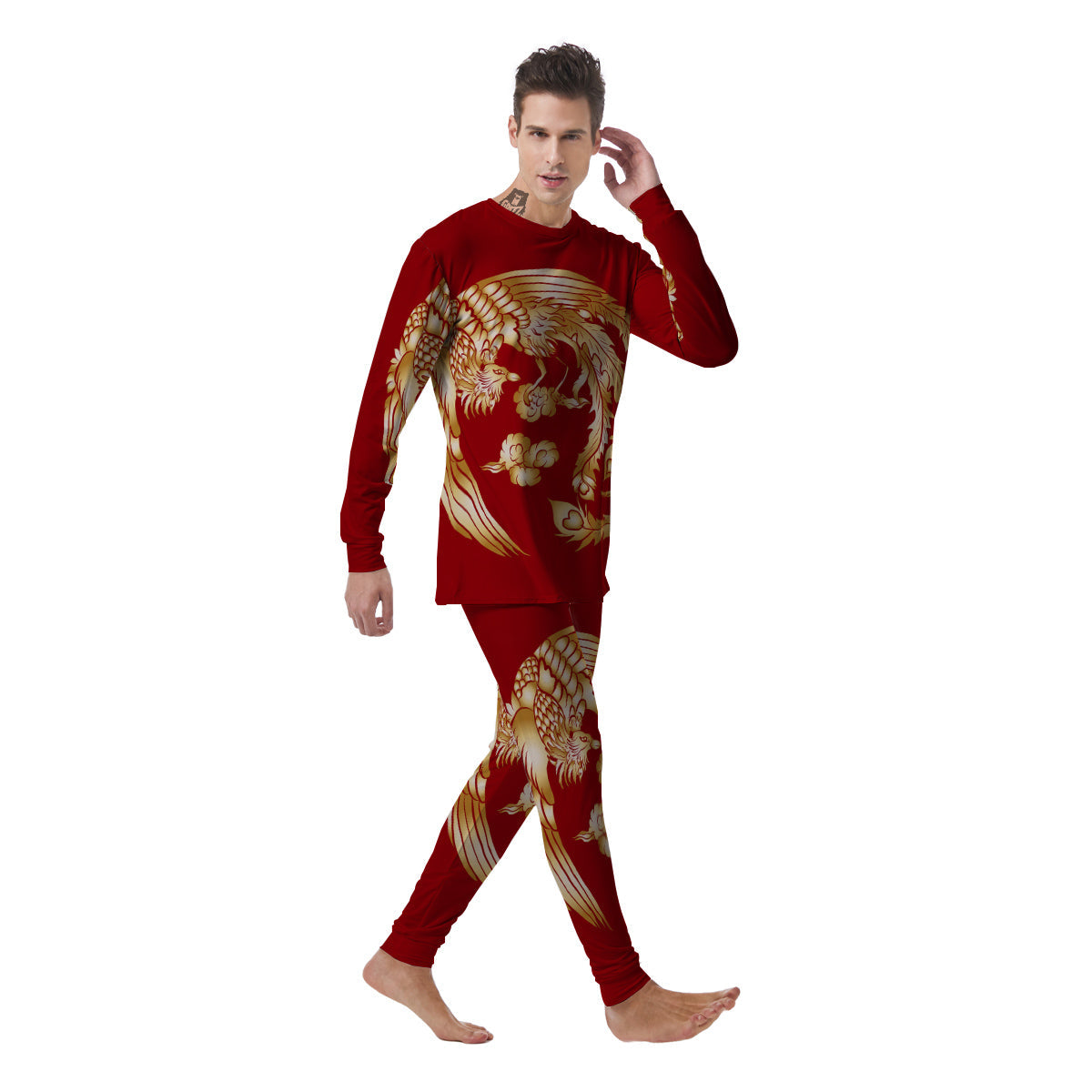 Phoenix Chinese Print Men's Pajamas-grizzshop