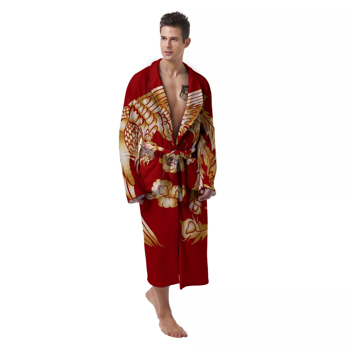Phoenix Chinese Print Men's Robe-grizzshop