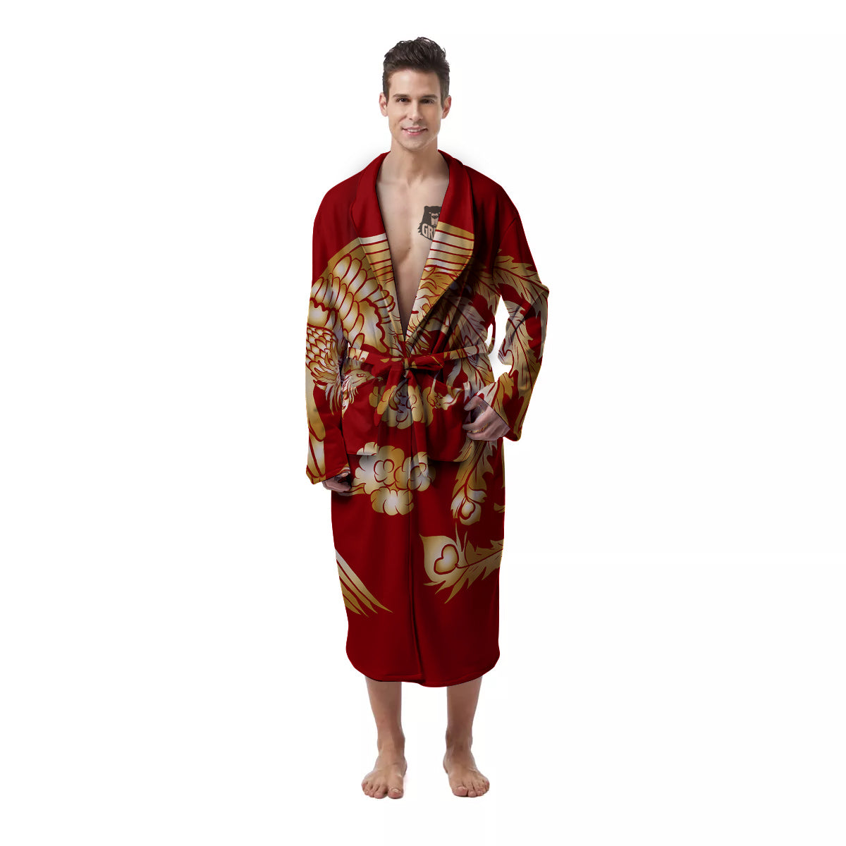Phoenix Chinese Print Men's Robe-grizzshop