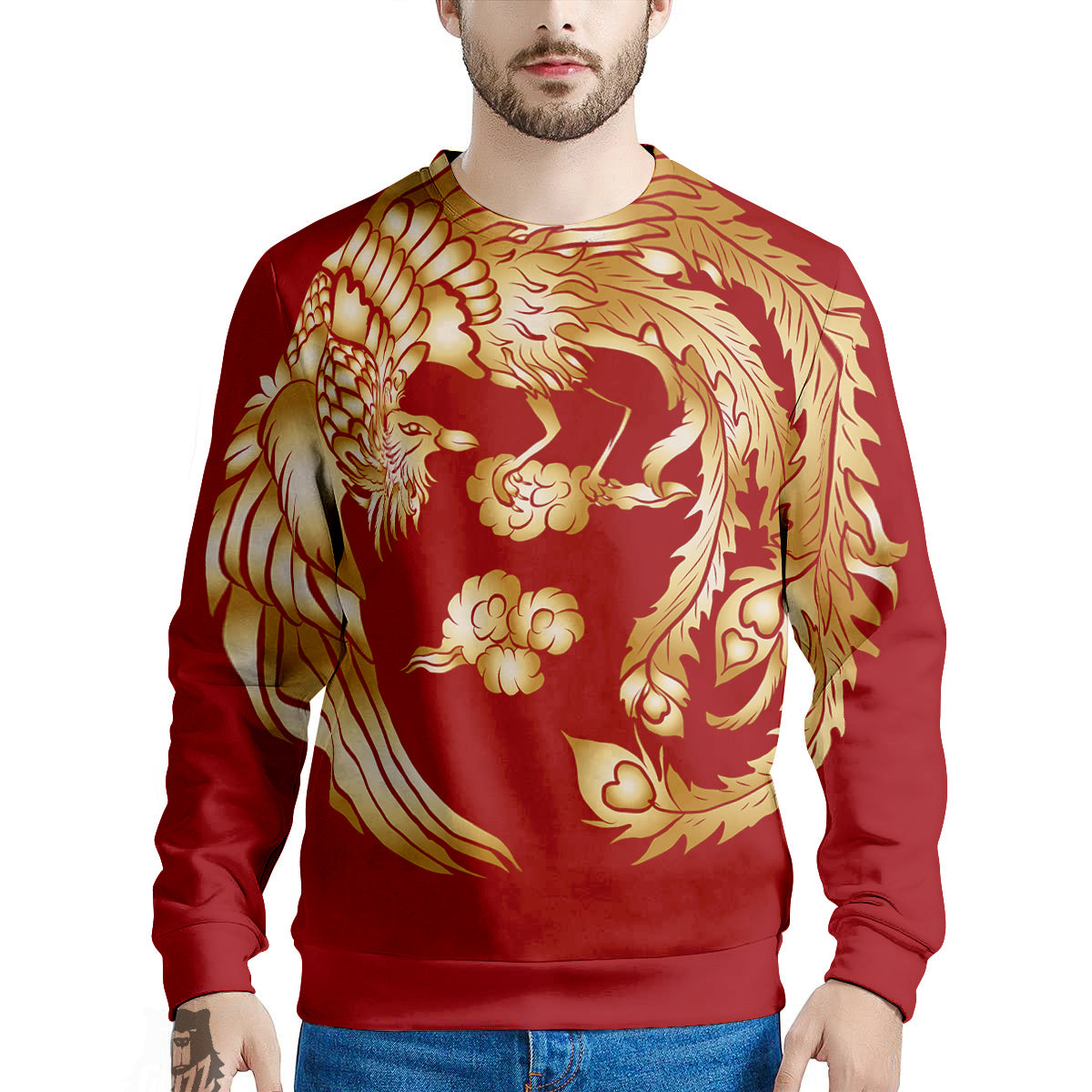 Phoenix Chinese Print Men's Sweatshirt-grizzshop
