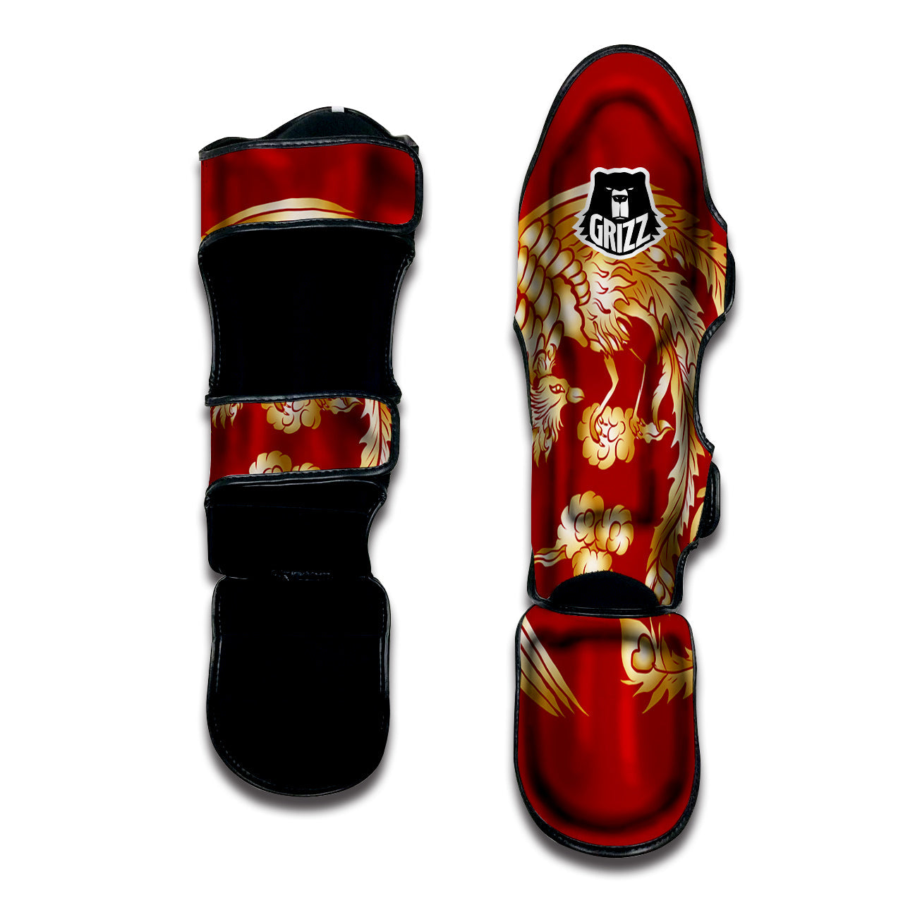 Phoenix Chinese Print Muay Thai Shin Guards-grizzshop