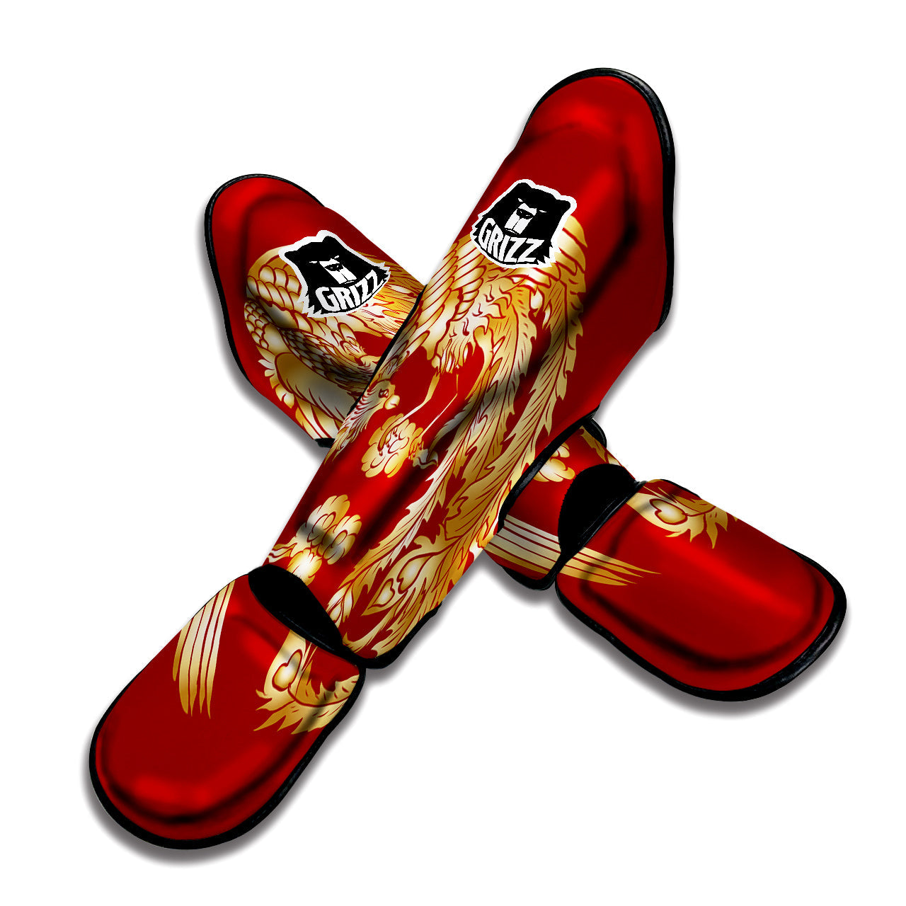 Phoenix Chinese Print Muay Thai Shin Guards-grizzshop