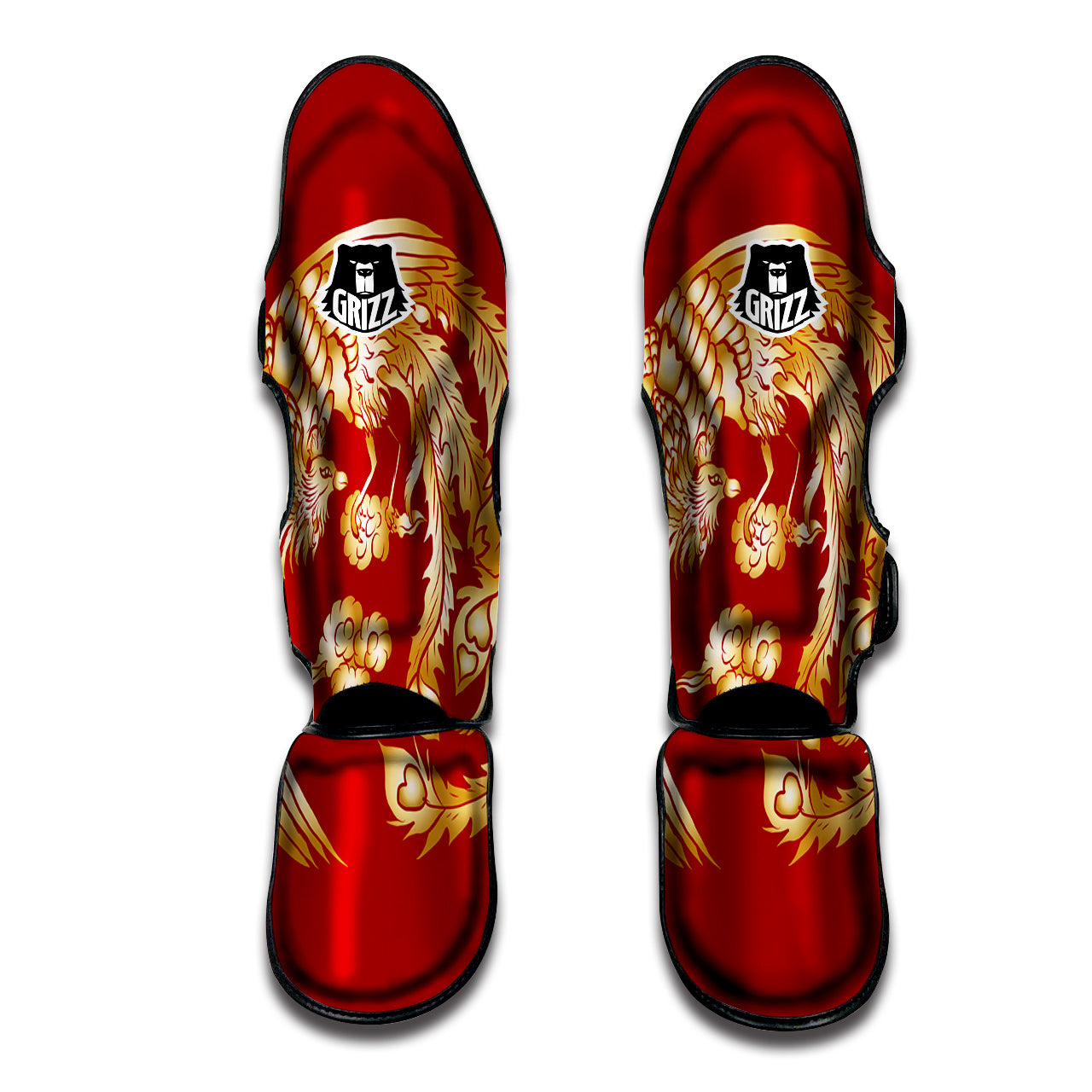 Phoenix Chinese Print Muay Thai Shin Guards-grizzshop