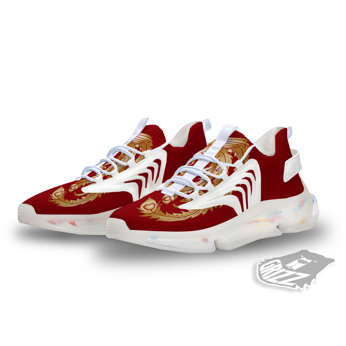 Phoenix Chinese Print White Gym Shoes-grizzshop