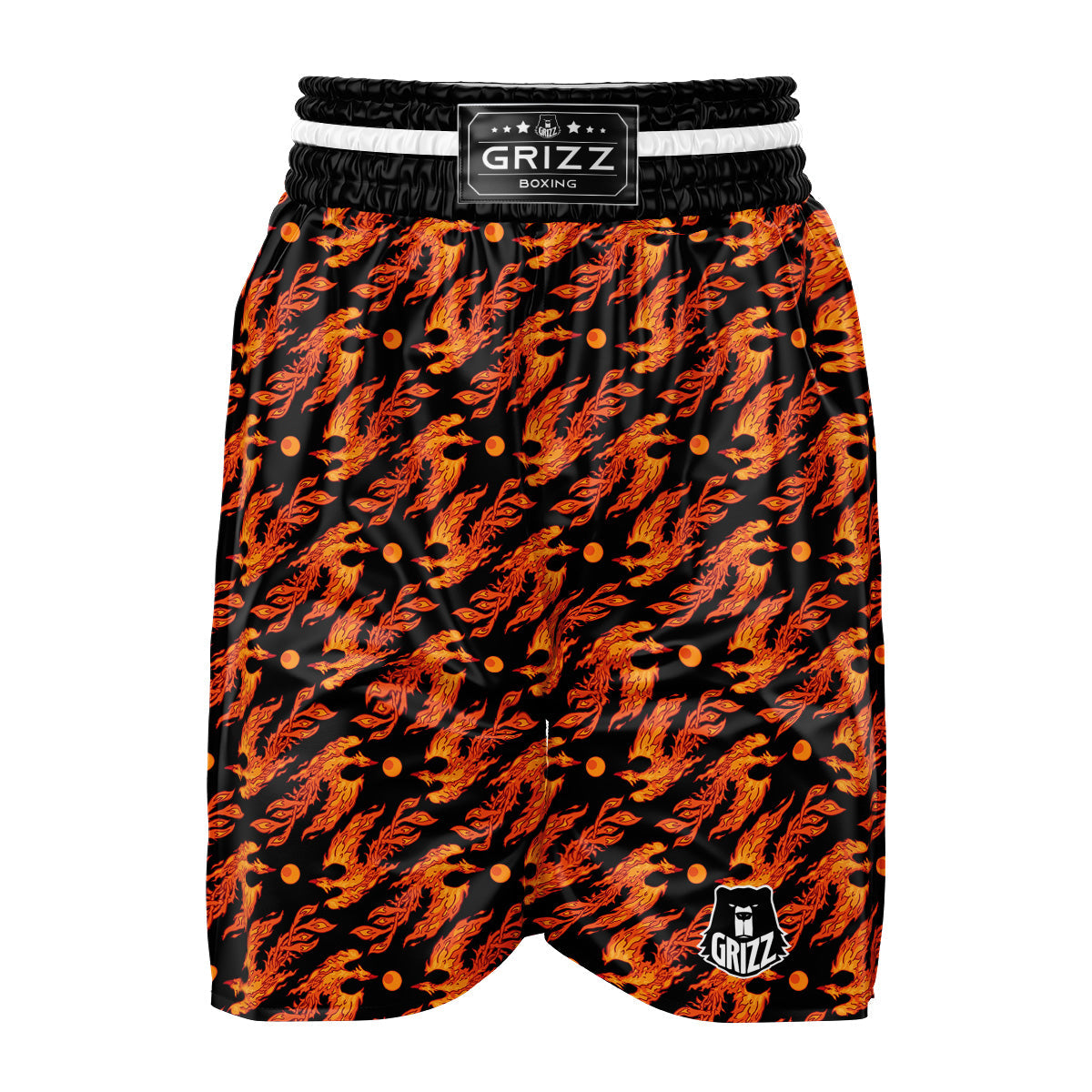 Phoenix Fire On Black Print Pattern Boxing Shorts-grizzshop